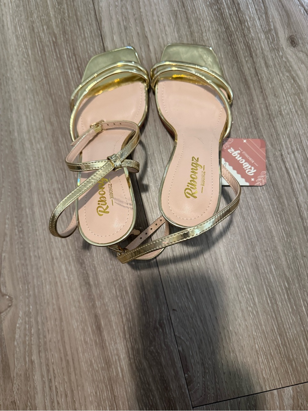 Rhinestone Gold Strappy Heels NWT
